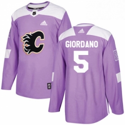 Mens Adidas Calgary Flames 5 Mark Giordano Authentic Purple Fights Cancer Practice NHL Jersey 