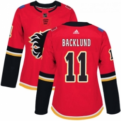 Womens Adidas Calgary Flames 11 Mikael Backlund Authentic Red Home NHL Jersey 