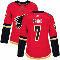 Womens Adidas Calgary Flames 7 TJ Brodie Premier Red Home NHL Jersey 