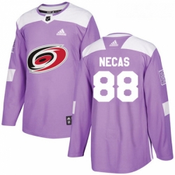 Youth Adidas Carolina Hurricanes 88 Martin Necas Authentic Purple Fights Cancer Practice NHL Jersey 