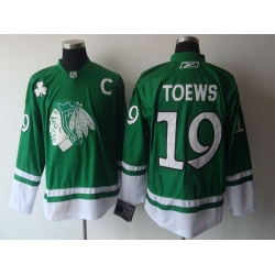 Blackhawks #19 Jonathan Toews Green St  Patty Day Stitched NHL Jersey