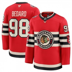 Men Chicago Blackhawks 98 Connor Bedard Red 2024 25 Winter Classic Stitched Hockey Jersey