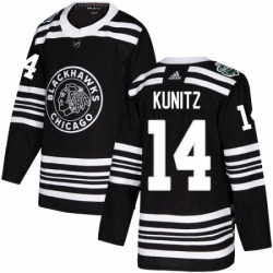 Mens Adidas Chicago Blackhawks 14 Chris Kunitz Authentic Black 2019 Winter Classic NHL Jerse