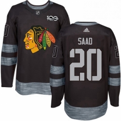 Mens Adidas Chicago Blackhawks 20 Brandon Saad Authentic Black 1917 2017 100th Anniversary NHL Jersey 