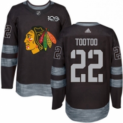 Mens Adidas Chicago Blackhawks 22 Jordin Tootoo Authentic Black 1917 2017 100th Anniversary NHL Jersey 