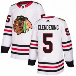 Mens Adidas Chicago Blackhawks 5 Adam Clendening Authentic White Away NHL Jersey 