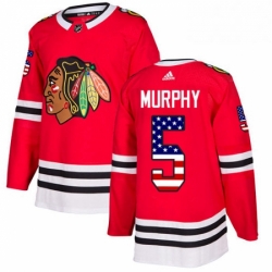 Mens Adidas Chicago Blackhawks 5 Connor Murphy Authentic Red USA Flag Fashion NHL Jersey 