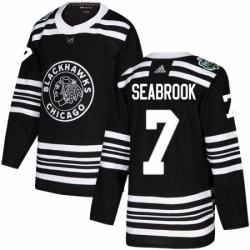 Mens Adidas Chicago Blackhawks 7 Brent Seabrook Authentic Black 2019 Winter Classic NHL Jersey 