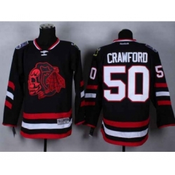 nhl jerseys chicago blackhawks #50 crawford black-1[2014 Stadium Series][the skeleton head]