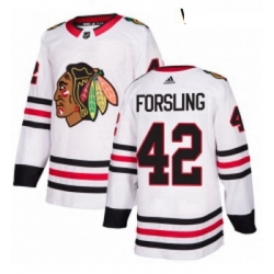 Womens Adidas Chicago Blackhawks 42 Gustav Forsling Authentic White Away NHL Jersey 