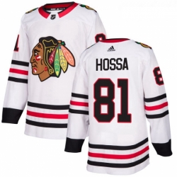 Womens Adidas Chicago Blackhawks 81 Marian Hossa Authentic White Away NHL Jersey 