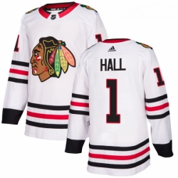 Youth Adidas Chicago Blackhawks 1 Glenn Hall Authentic White Away NHL Jersey 