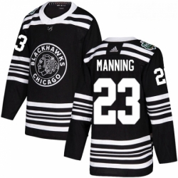 Youth Adidas Chicago Blackhawks 23 Brandon Manning Authentic Black 2019 Winter Classic NHL Jerse