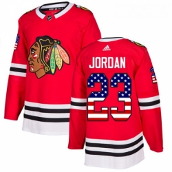 Youth Adidas Chicago Blackhawks 23 Michael Jordan Authentic Red USA Flag Fashion NHL Jersey 