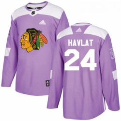 Youth Adidas Chicago Blackhawks 24 Martin Havlat Authentic Purple Fights Cancer Practice NHL Jersey 