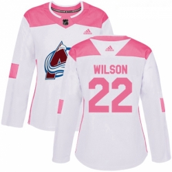 Womens Adidas Colorado Avalanche 22 Colin Wilson Authentic WhitePink Fashion NHL Jersey 