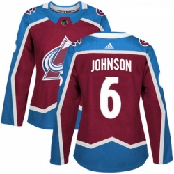 Womens Adidas Colorado Avalanche 6 Erik Johnson Premier Burgundy Red Home NHL Jersey 