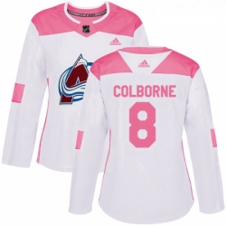 Womens Adidas Colorado Avalanche 8 Joe Colborne Authentic WhitePink Fashion NHL Jersey 