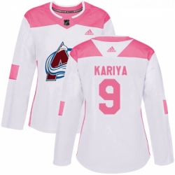 Womens Adidas Colorado Avalanche 9 Paul Kariya Authentic WhitePink Fashion NHL Jersey 