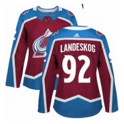 Womens Adidas Colorado Avalanche 92 Gabriel Landeskog Authentic Burgundy Red Home NHL Jersey 