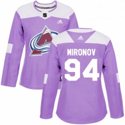 Womens Adidas Colorado Avalanche 94 Andrei Mironov Authentic Purple Fights Cancer Practice NHL Jersey 