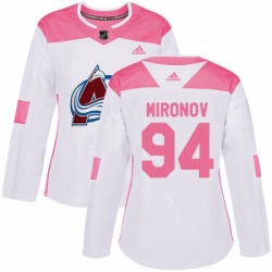 Womens Adidas Colorado Avalanche 94 Andrei Mironov Authentic WhitePink Fashion NHL Jersey 