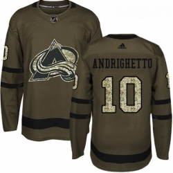 Youth Adidas Colorado Avalanche 10 Sven Andrighetto Authentic Green Salute to Service NHL Jersey 