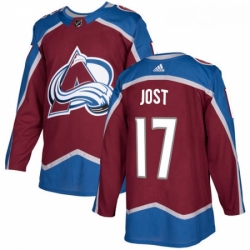 Youth Adidas Colorado Avalanche 17 Tyson Jost Premier Burgundy Red Home NHL Jersey 