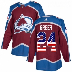 Youth Adidas Colorado Avalanche 24 AJ Greer Authentic Burgundy Red USA Flag Fashion NHL Jersey 