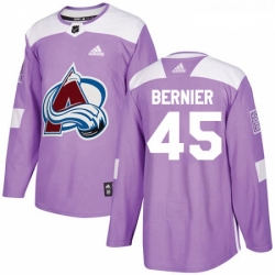 Youth Adidas Colorado Avalanche 45 Jonathan Bernier Authentic Purple Fights Cancer Practice NHL Jersey 