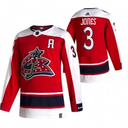 Men Columbus Blue Jackets 3 Seth Jones Red Adidas 2020 21 Reverse Retro Alternate NHL Jersey