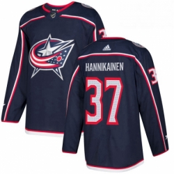 Mens Adidas Columbus Blue Jackets 37 Markus Hannikainen Authentic Navy Blue Home NHL Jersey 