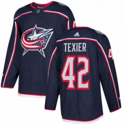 Mens Adidas Columbus Blue Jackets 42 Alexandre Texier Premier Navy Blue Home NHL Jersey 