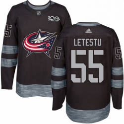 Mens Adidas Columbus Blue Jackets 55 Mark Letestu Authentic Black 1917 2017 100th Anniversary NHL Jersey 