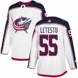 Mens Adidas Columbus Blue Jackets 55 Mark Letestu Authentic White Away NHL Jersey 