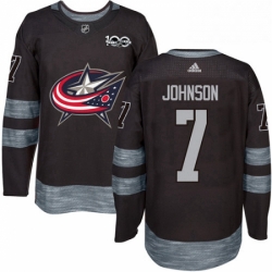 Mens Adidas Columbus Blue Jackets 7 Jack Johnson Premier Black 1917 2017 100th Anniversary NHL Jersey 