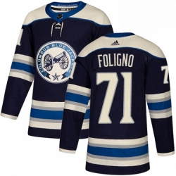 Mens Adidas Columbus Blue Jackets 71 Nick Foligno Authentic Navy Blue Alternate NHL Jersey 