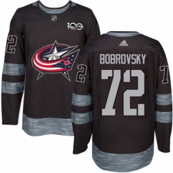 Mens Adidas Columbus Blue Jackets 72 Sergei Bobrovsky Authentic Black 1917 2017 100th Anniversary NHL Jersey 