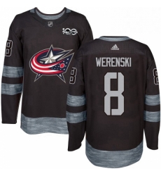 Mens Adidas Columbus Blue Jackets 8 Zach Werenski Authentic Black 1917 2017 100th Anniversary NHL Jersey 