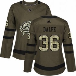 Womens Adidas Columbus Blue Jackets 36 Zac Dalpe Authentic Green Salute to Service NHL Jersey 