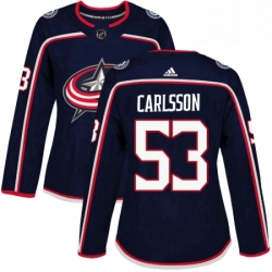 Womens Adidas Columbus Blue Jackets 53 Gabriel Carlsson Authentic Navy Blue Home NHL Jersey 