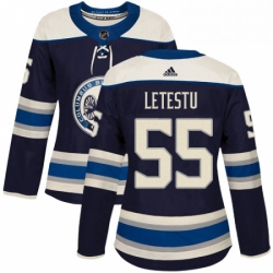 Womens Adidas Columbus Blue Jackets 55 Mark Letestu Authentic Navy Blue Alternate NHL Jersey 