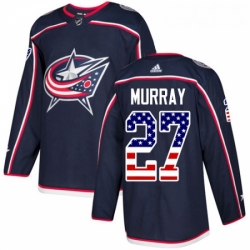 Youth Adidas Columbus Blue Jackets 27 Ryan Murray Authentic Navy Blue USA Flag Fashion NHL Jersey 