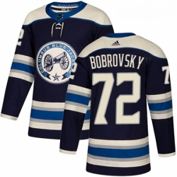 Youth Adidas Columbus Blue Jackets 72 Sergei Bobrovsky Authentic Navy Blue Alternate NHL Jersey 