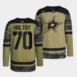 Men Dallas Stars 70 Braden Holtby 2022 Camo Military Appreciation Night Stitched jersey