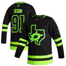 Men Dallas Stars 91 Tyler Seguin Black Adidas 2020 21 Reverse Retro Alternate NHL Jersey