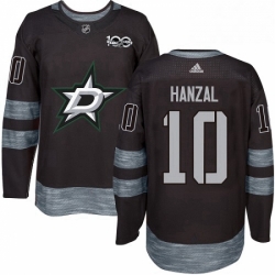 Mens Adidas Dallas Stars 10 Martin Hanzal Authentic Black 1917 2017 100th Anniversary NHL Jersey 