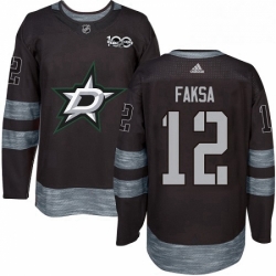 Mens Adidas Dallas Stars 12 Radek Faksa Premier Black 1917 2017 100th Anniversary NHL Jersey 