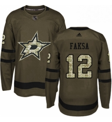 Mens Adidas Dallas Stars 12 Radek Faksa Premier Green Salute to Service NHL Jersey 