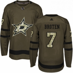 Mens Adidas Dallas Stars 7 Neal Broten Premier Green Salute to Service NHL Jersey 